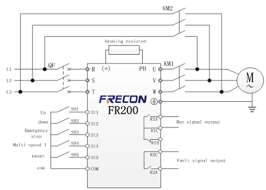 sơ đồ đấu nối biến tần fr200 frecon